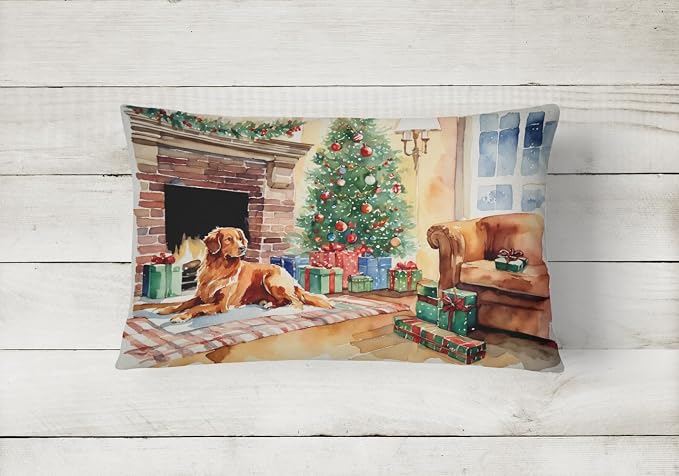 Caroline's Treasures DAC2715PW1216 Nova Scotia Duck Tolling Retriever Cozy Christmas Throw Pillow Machine Washable, Indoor Outdoor Decorative Pillow for Couch, Bed or Patio, 12HX16W