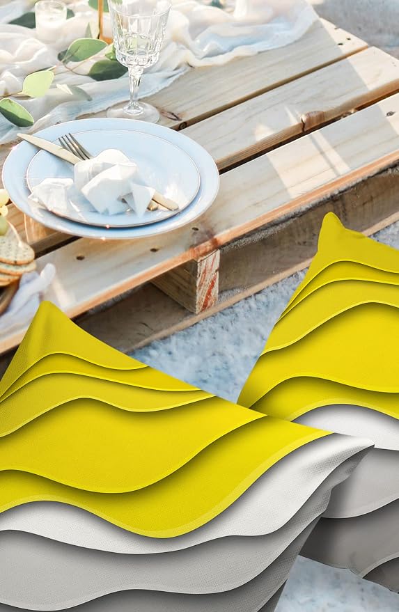 Modern Geometric Outdoor Waterproof Pillow Covers for Patio Furniture Yellow Decorative Throw Pillow Cover Abstract Beach Pillowcases Set of 2 Cushion Case for Sofa Couch Chair Home Decor 26 x 26 Inch