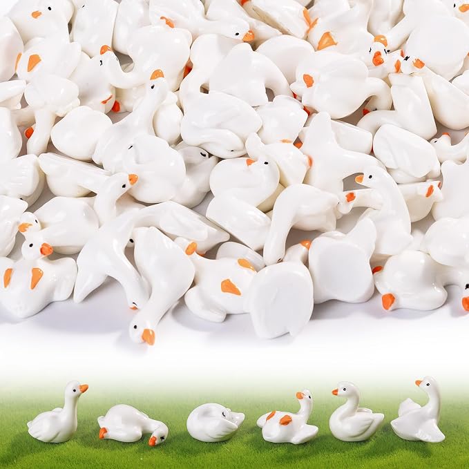 72 pcs Mini Resin Swan Many Styles Variety Tiny Animals Figures Miniature Little Small Animal Figurines Bulk for Micro Fairy Garden Landscape Accessories Hide Crafts Decor Aquarium