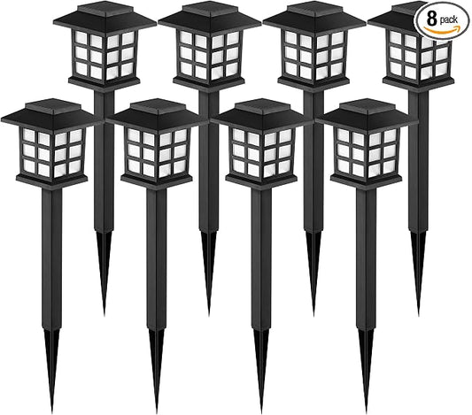 GIGALUMI Solar Lights Outdoor Waterproof 8 Pack, LED Garden Decor | Warm White LED Solar Garden Lights Outdoor Decor, 8 Hours of Landscape Lighting for Garden
