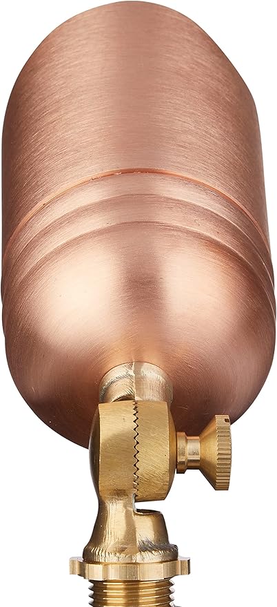 VOLT Fat Boy 12V Solid Copper Outdoor Spotlight with 5W 2700K Warm White MR16 LED Bulb (400 Lumens) for Low Voltage Landscape Lighting of Yard, Lawn, Garden, Patio, Trees & House