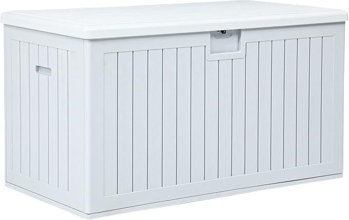 YITAHOME XL 180 Gallon Large Deck Box,Outdoor Storage for Patio Furniture Cushions,Garden Tools,Waterproof,Lockable (White)