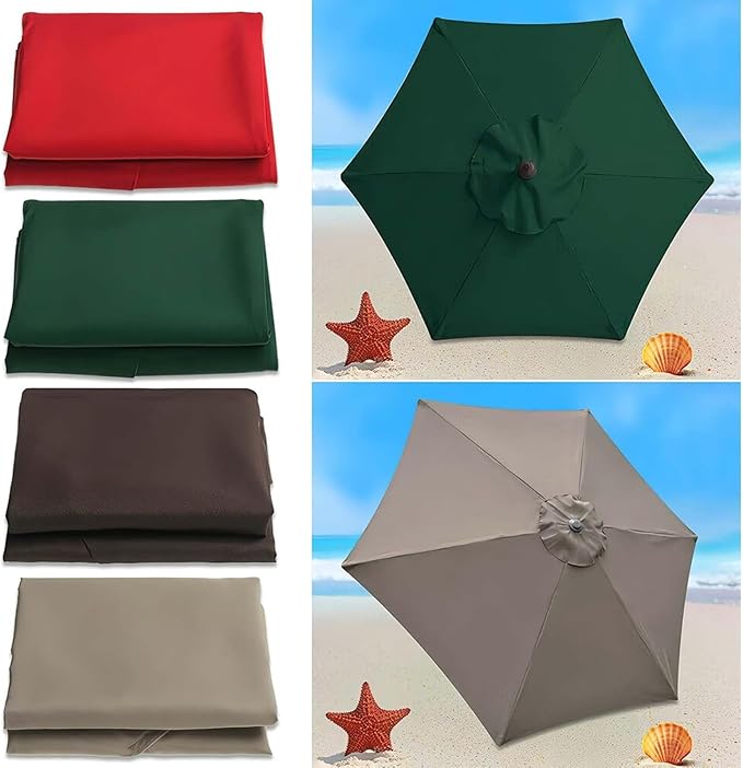 9ft Patio Umbrella Replacement Canopy for 8 Rib, Outdoor Table Market Yard Umbrella Replacement Top Cover (Canopy Only),Grass Green
