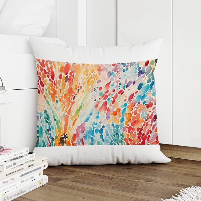 Throw Pillow Covers Make It Rain Fiesta Cushion Cover Classic Rainbow Colorful Pillow Cover Accent Square Couch Sofa Cushion Covers for Patio Garden Couch Deck Chair 26x26 in
