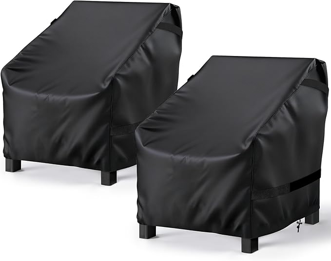 LBTING Outdoor Chair Covers 2-Pack, Patio Swivel Chair Covers 36W x 37D x 36H Inches, 420D Oxford Waterproof Windproof Dust-proof UV-Resistant Furniture Cover - Black