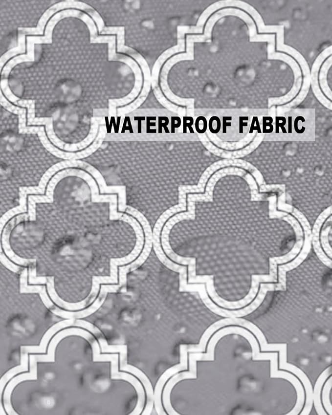 Outdoor Waterproof Pillow Covers for Patio Furniture Moroccan Pattern Decorative Throw Pillow Cover Geometric Trellis Grey Pillowcases Set of 2 Cushion Case for Sofa Couch Chair Home Decor 26x26 inch