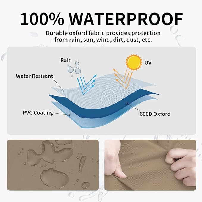 Easy-Going Waterproof Outdoor Couch Cover, Heavy Duty 4-Seater Patio Sofa Cover, Winchdproof Outdoor Furniture Cover with Air Vent （104Wx32.5Dx33H inch,Camel/Dark Brown