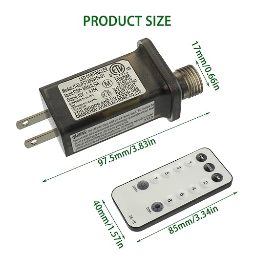 12V 9W 8 Mode LED Controller with Memory Function and IR Remote Control Low Voltage Transformer for Holiday String Lights,not Fit for 8 Mode with Control Box and 1 Mode String Light(1 pcs)