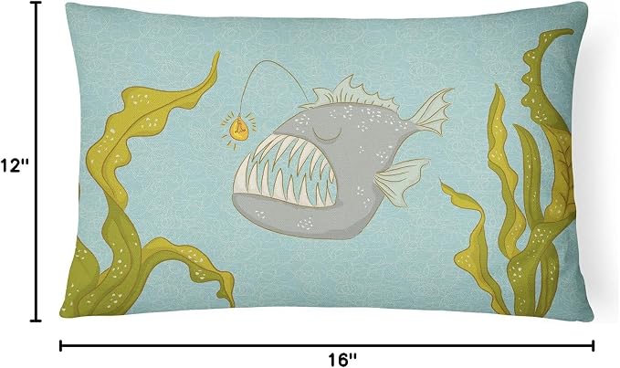 Caroline's Treasures BB8541PW1216 Frog Fish Canvas Fabric Decorative Pillow Machine Washable, Indoor Outdoor Decorative Pillow for Couch, Bed or Patio, 12HX16W