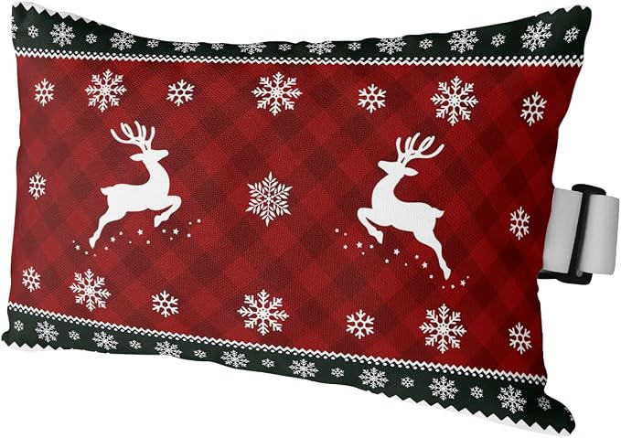 Outdoor Pillows Covers with Inserts Christmas Elk Dreamlike Snowflake Border Waterproof Recliner Pillow with Adjustable Strap Throw Pillows for Patio Furniture Pool Lounge Chair, 11x16 inch, 1PCS