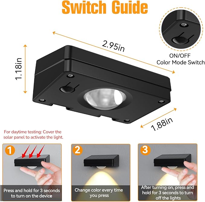 Solar Fence Lights Outdoor, 3 Color Temp, IP65 Waterproof | Cost-Effective Solar Lights for Patio Yard Railing, Easy Install (24 Pack）