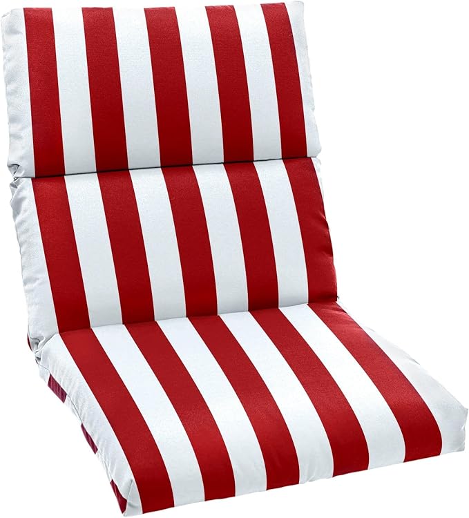 BrylaneHome Bh Performance Universal Chair Cushion - Classic Red Cabana