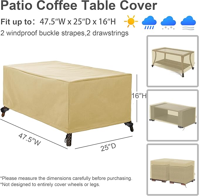 Patio Furniture Covers,Outdoor Furniture Cover Waterproof,Patio Furniture Set Covers for 4 Piece Outdoor Conversation Set,Patio Covers Set-XX-Large (Beige)