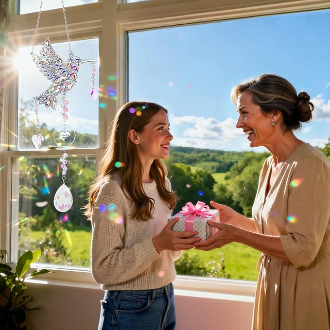 Mom Birthday Gifts from Daughter - Mom Gifts for Mother's Day Birthday - Sun Catchers Indoor Window Hummingbird Gift for Women Bird Lovers Mother Grandma Outdoor Garden Home Decor