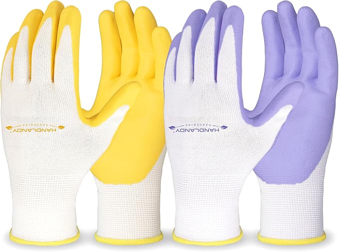 HANDLANDY 2/3/6 Pairs Womens Gardening Gloves, Garden Gloves for Women | Breathable Latex Free Nitrile Coated Ladies Yard Working Gloves, for Gardening, Landscaping, Weeding, Pruning, Gardener Gift