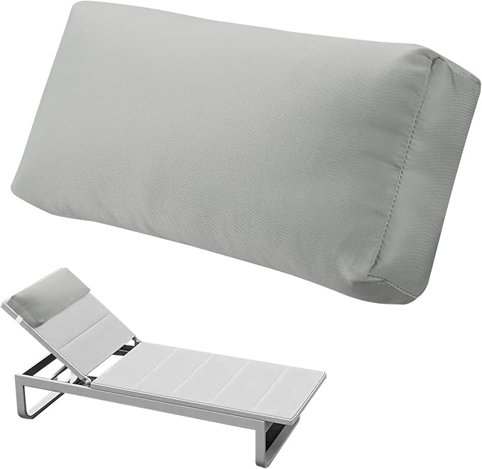 Headrest Pillow for Pool Chaise Lounge, Pool Lounge Pillows Outdoor with Elastic Band for Recliner and Pool Patio Chairs, Head Neck Support Pillow (Gray,22x8.6x3.9)