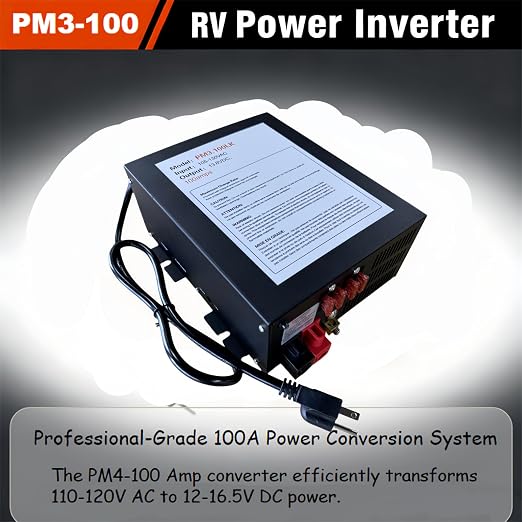 PM3-100LK 110V to 12V DV Power Supply Converter Charger for RV 100 Amp -Grade Voltage Converter Modified SINE Wave Inverter