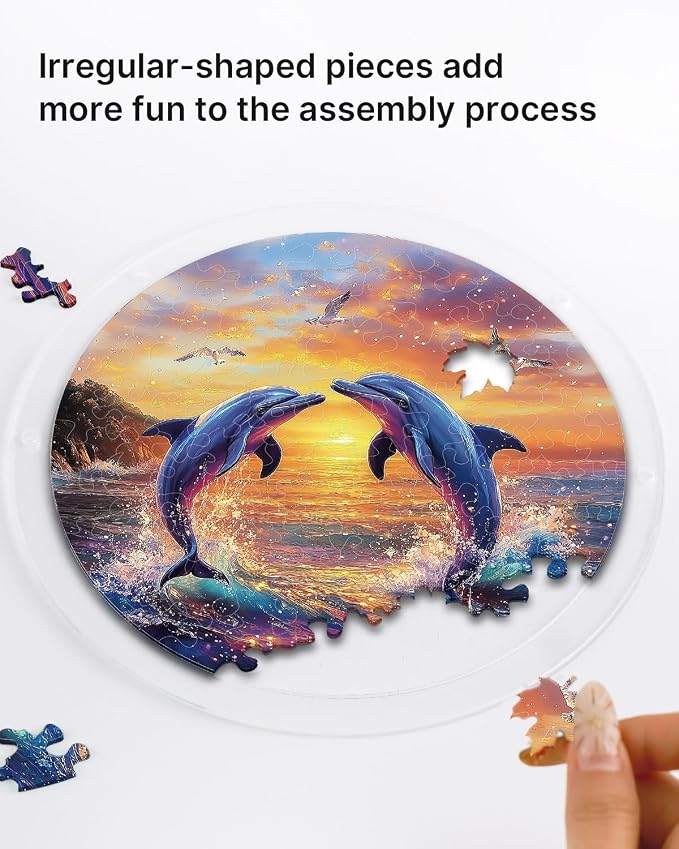 Acrylic Puzzle Suncatcher 83 Pieces, Dolphin Love Song Sun Catchers Puzzle, DIY SunCatchers Puzzles Window Hanging, Home & Garden Decor, Gifts for Family and Friends, 7.4 in