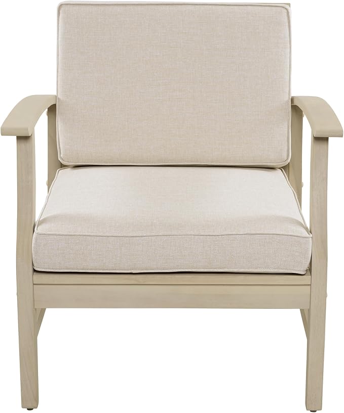 Christopher Knight Home Lila Acacia Wood Outdoor Patio Furniture Set for 6, Patio Conversation Set with 4-Seater Sofa + 2 Club Chairs and Coffee Table, Patio Sofa Set with Cushions, Light White+Sand