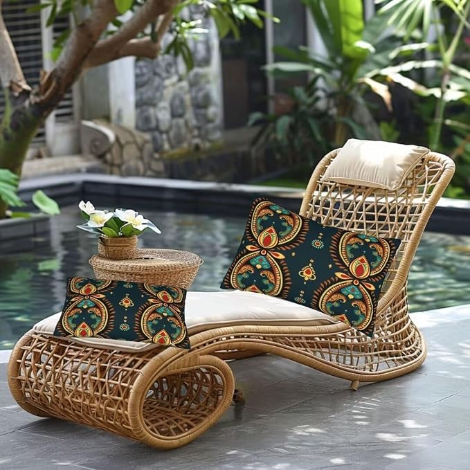 Outdoor Pillows Waterproof Set of 2 Outdoor Pillow Covers 16x24 Inch, Dark Throw Pillows Boho Pillow Covers, Summer Garden Decorative Pillows Outdoor Pillows for Patio Furniture Car Home Decor -hs492