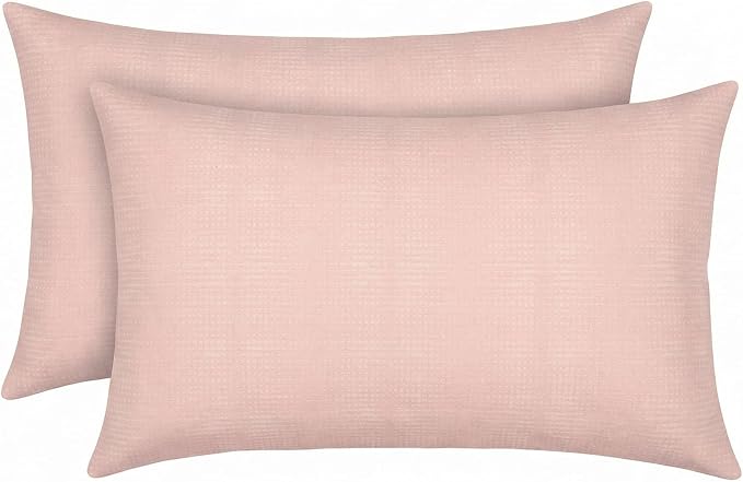 RSH DECOR: Outdura Lumbar Throw Pillows Set of 2 | 20" x 12" | Water and Fade-Resistant Performance Fabric | Outdoor Pillow Covers with Down-Alternative Inserts | Made in USA (Moonbeam Rose)
