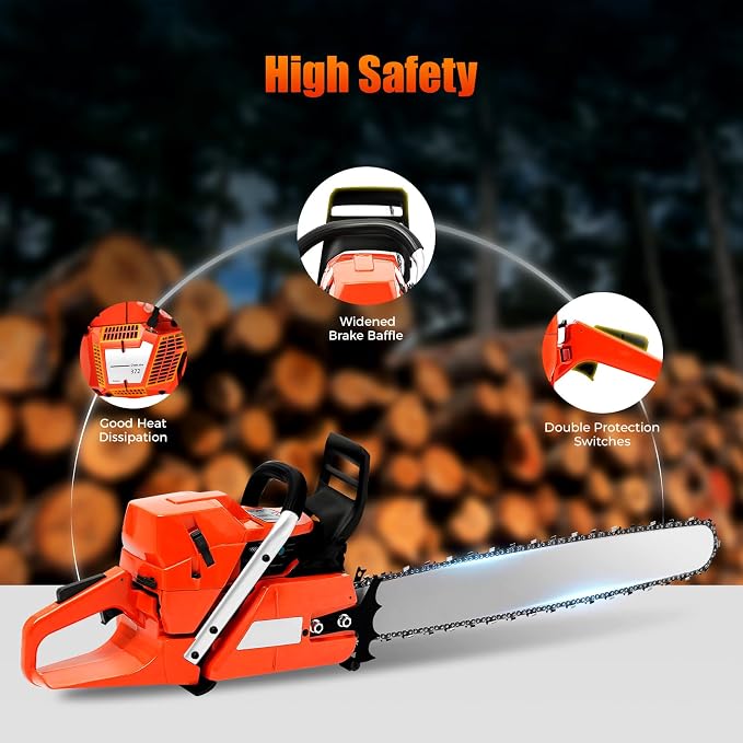 71CC Gas Chainsaws 2-Cycle Gasoline Powered Chain Saws Handheld Cordless Petrol Chainsaws Optional 28 Inches Gas Chain Saws for Trees Wood Farm Garden Ranch Forest Cutting