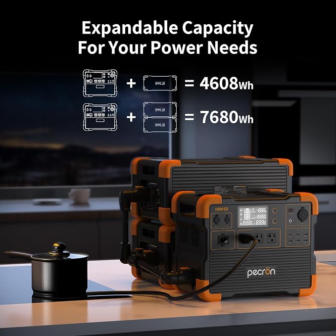 pecron E1500LFP Solar Generator with 300W Solar Panel,1536Wh Portable Power Station, 2200W LiFePO4 Battery Backup for Home Use, Camping, RV