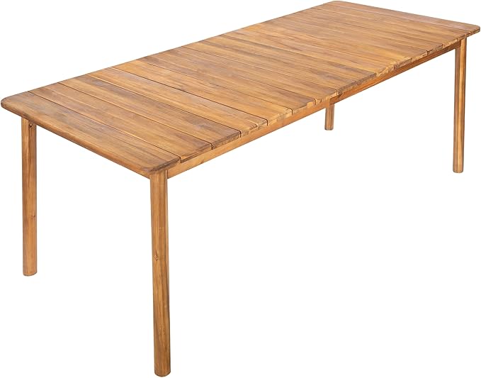 Christopher Knight Home Abaco Outdoor Acacia Wood Dining Table Set for 8, Outdoor Dining Set, Patio Table and Dining Chairs Set of 8 with Cushions, 9 Pieces Patio Set with Cushions, Beige and Teak