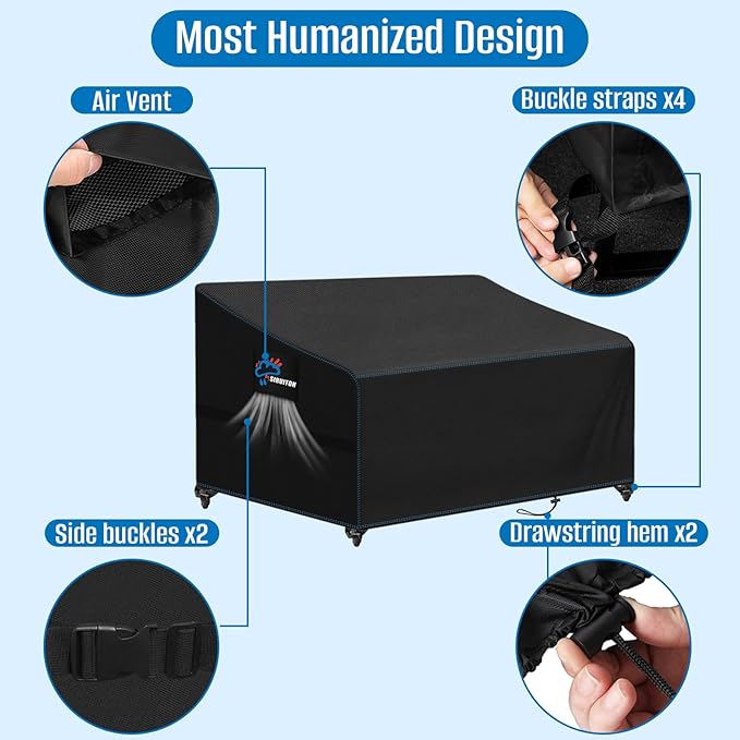 SIRUITON 2-Seat Garden Patio Sofa/Loveseat/Bench Cover 60" W x 34" D x 30" H, Heavy Duty 420D Oxford Waterproof Outdoor Sofa Cover, Lawn Patio Furniture Covers