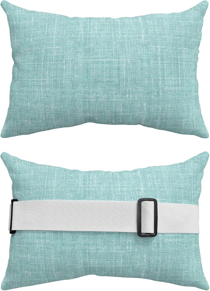 Outdoor Lumbar Pillow Set of 1, Mint Green Waterproof Beach Headrest Pillow with Inserts, Farmhouse Vintage Teal Solid Color Modern Recliner Throw Pillows for Patio Furniture, 11 x 16
