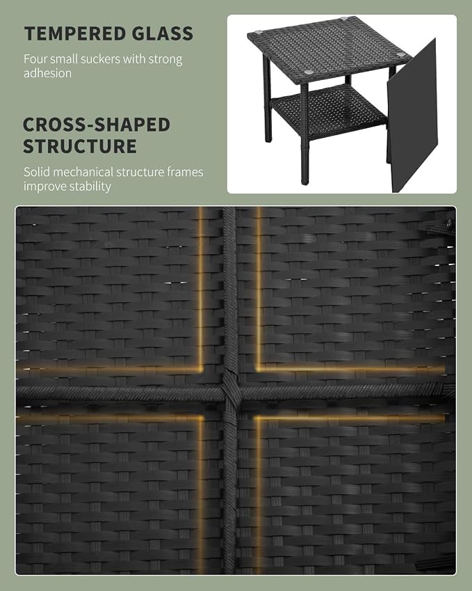 PayLessHere 3 Piece Furniture Patio Chairs Wicker Outdoor Rattan Conversation Bistro Set for Backyard Porch Poolside Lawn (Black)