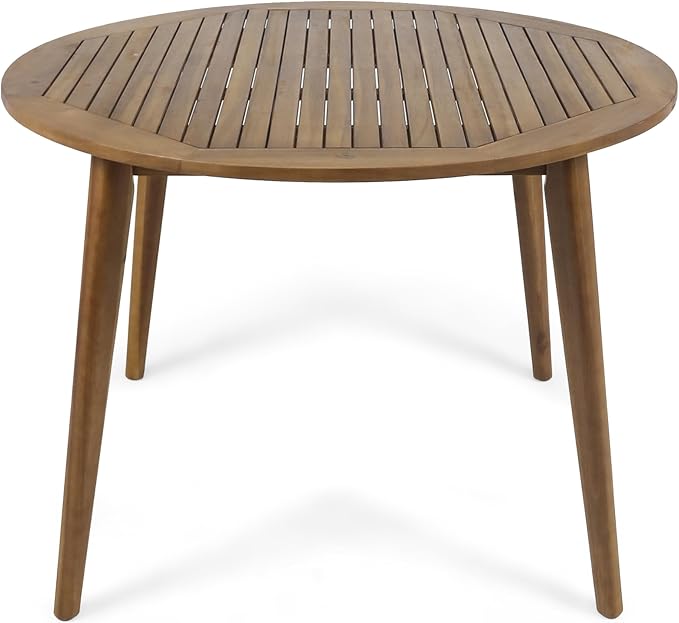 Christopher Knight Home Pines Outdoor 5 Piece Acacia Wood Dining Set with Cushions, Teak Finish and Cream