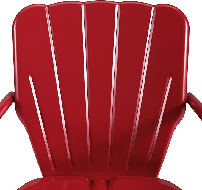 Crosley Furniture Ridgeland 5-Piece Outdoor Dining Set for 4, Retro Metal Round Patio Table and Chairs, Bright Red Gloss