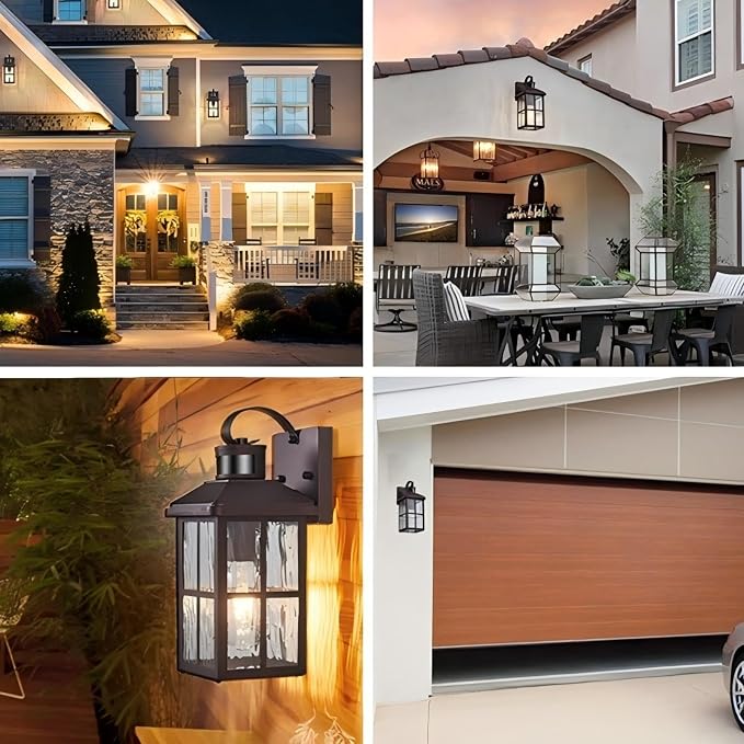 Motion Sensor Porch Light Dusk to Dawn Outdoor Wall Light | Exterior Lighting Fixtures Modern Outside Wall Mount Coach Lamp for House Garage Patio Front Door(Bronze)