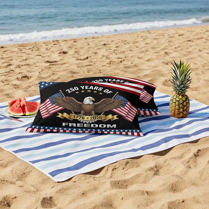 250 Years Anniversary Outdoor Pillow Covers 20x12 Inch Lumbar Pillow Covers Set of 2 Waterproof Decorative Throw Pillow Cases American Flag Eagle Independence Day Cushion Covers for Patio Furniture