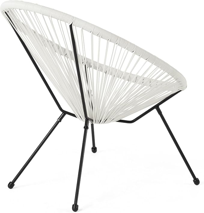 Christopher Knight Home Outdoor Hammock Weave Chair with Steel Frame (Set of 4) - White and Black Finish