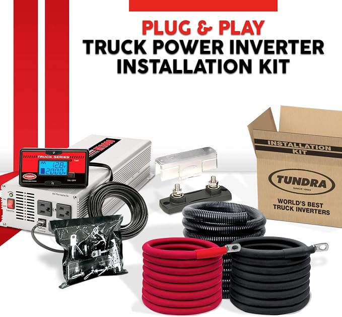 Tundra Heavy Duty Installation Kit for Truck Power Inverters M1500/ S1200/ M2524/ S2524 (24V) | Highest Safety Rating Cables with Short-Circuit & Overload Protection (8ft) (CM1508)