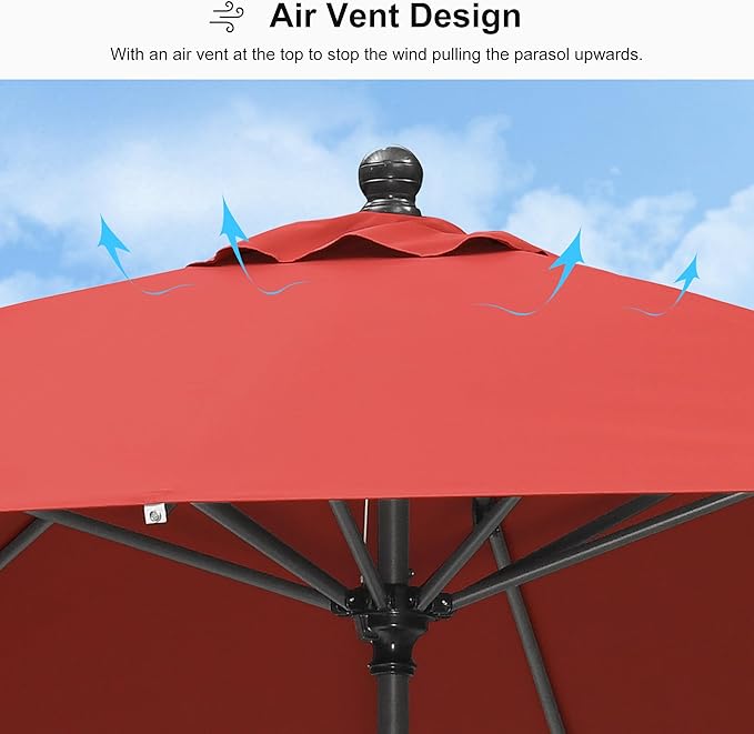 PURPLE LEAF 11.5' x 8' Rectangle Patio Market Umbrella with Base Outdoor Table Umbrellas Aluminum Frame Sun Shade with 8 Sturdy Ribs for Garden Deck Lawn Pool Terra