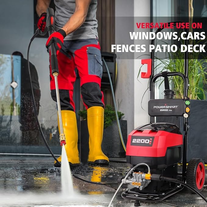 PowerSmart Electric Pressure Washer, 1.8GPM 4000PSI Max Power Washer with 35FT Power Cord & 27FT Hose, Soap Tank,Spray Gun