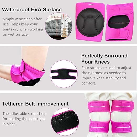 Work Knee Pads for Women, Waterproof Pad, Adjustable Straps, Pink S,1 Pair | Waterproof EVA Soft Foam, Kneepads for Cleaning Floors, Housework, Housekeeping, Weeding, Yard, Garden Work, Kneeling Workers