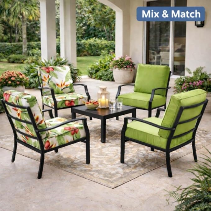 BrylaneHome Bh Outdoor Performance 2-Section Deep Seating Cushion - Navy Tropical Leaves