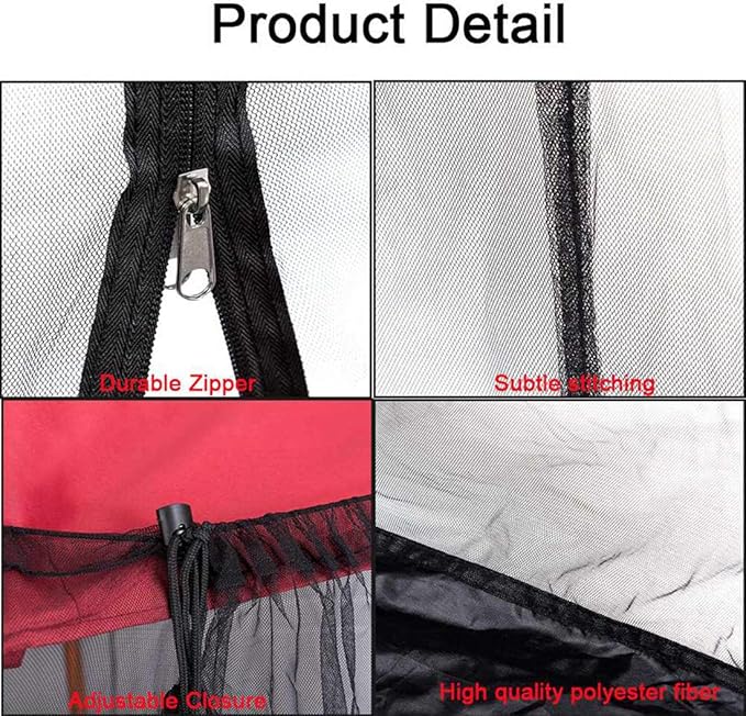 10ft Patio Mosquito Netting Patio Umbrella Cover Mosquito Netting Screen,Windproof Mosquito with Zipper Portable Foldable Umbrella Mosquito Net（10'10'7.6'） (Black)
