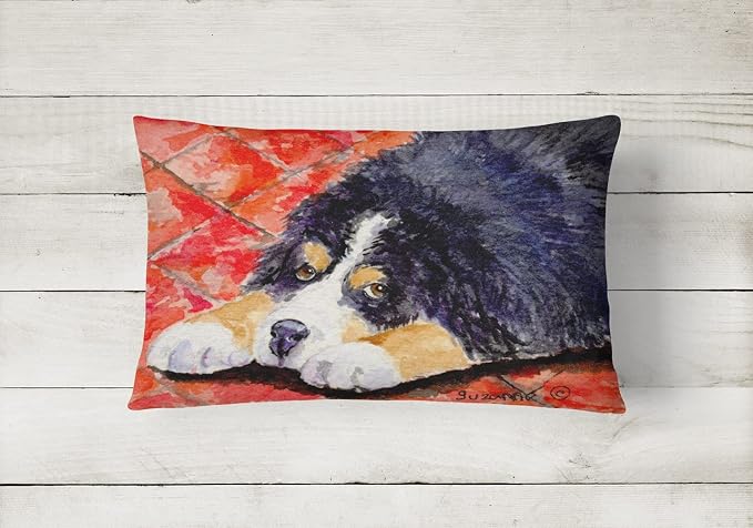 Caroline's Treasures SS8842PW1216 Bernese Mountain Dog Canvas Fabric Decorative Pillow Machine Washable, Indoor Outdoor Decorative Pillow for Couch, Bed or Patio, 12HX16W