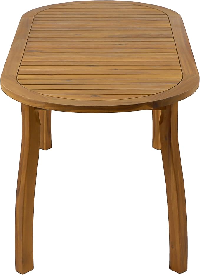 Christopher Knight Home 7 Piece Outdoor Dining Set with 70 Inch Oval Acacia Wood Patio Table and 6 Wicker Woven Dining Chairs with Cushions, Teak Finish Outdoor Table and Chairs for Patio Deck Garden