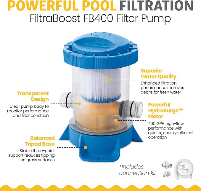 Funsicle Quickset 10' x 30" Round Above Ground Swimming Pool, with FiltraBoost 400 GPH Filter Pump, Type I Filter Cartridge & Repair Patch