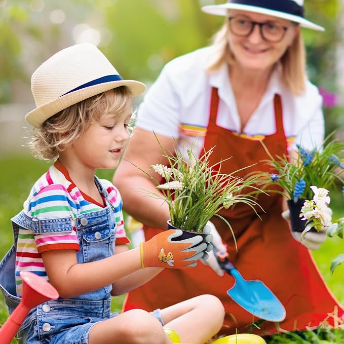WAWSAM Kids Gardening Gloves 3 Pairs Toddlers Rubber Coated Work Gloves Children Garden Gloves