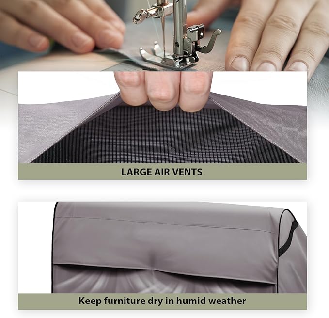 KylinLucky Waterproof Patio Sofa Cover 60"x34"x30", Heavy Duty All-Weather Outdoor Couch Cover with Drawstring & Leg Clips, Easy to Install, Grey