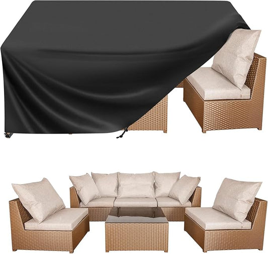 BALEINE Patio Furniture Covers, Outdoor Furniture Covers Waterproof, Heavy Duty Oxford Patio Table Cover for Outdoor Table, Chair, Sofa, Desk (Black 124"L×74"W×30"H)