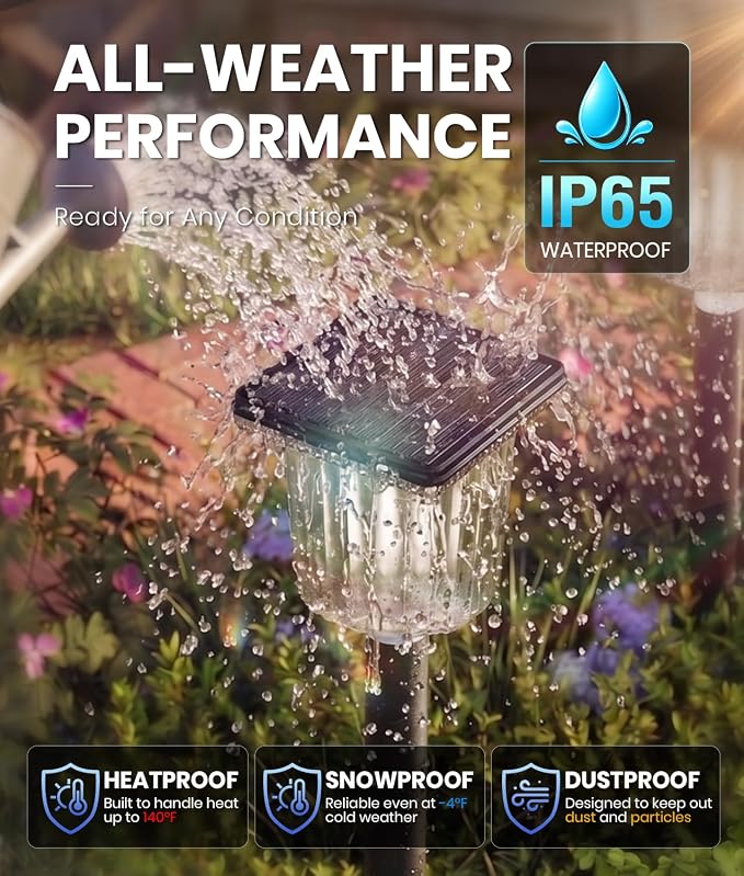 Super Bright Solar Outdoor Lights Waterproof Pathway Powered 4-Pack, Adjustable Warm&Cool White, Garden Decor Outside for Front Porch Yard/Patio/Walkway/Driveway/Lawn/Flowerbed/Landscape Lighting