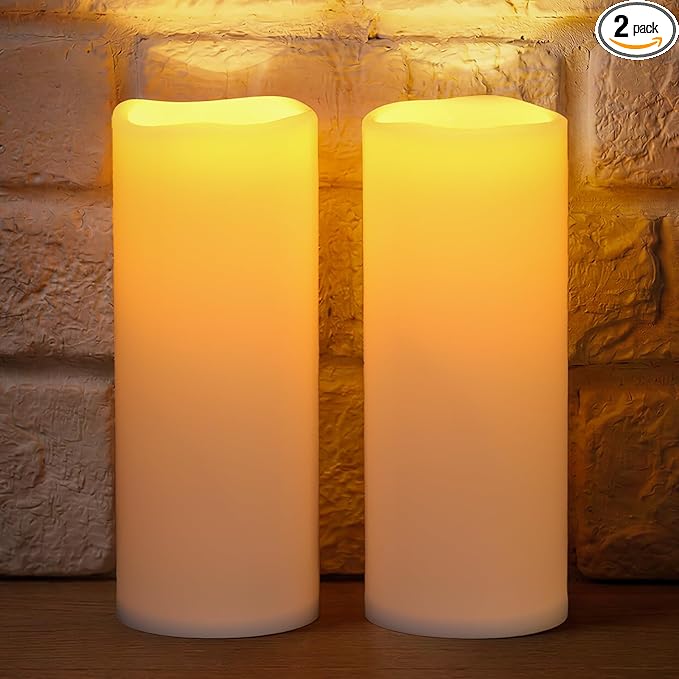 NURADA Large Outdoor Solar Candles Waterproof - 10" x 4" Rechargeable Solar Powered Flameless LED Pillar Flickering Candle for Patio Porch Lanterns Decor - Ivory White